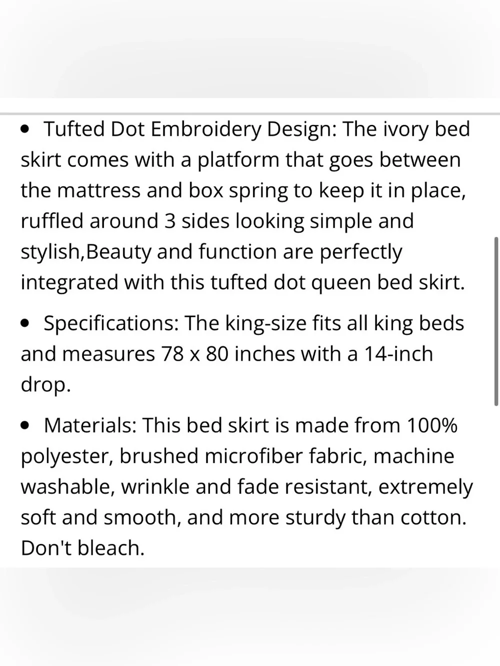 Boho Tufted Dot Embroidered Bed Skirt Split Corners 14” Drop -  IVORY